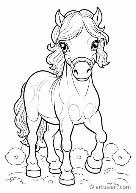 Pagină de colorat cu un cal drăguț pentru copii